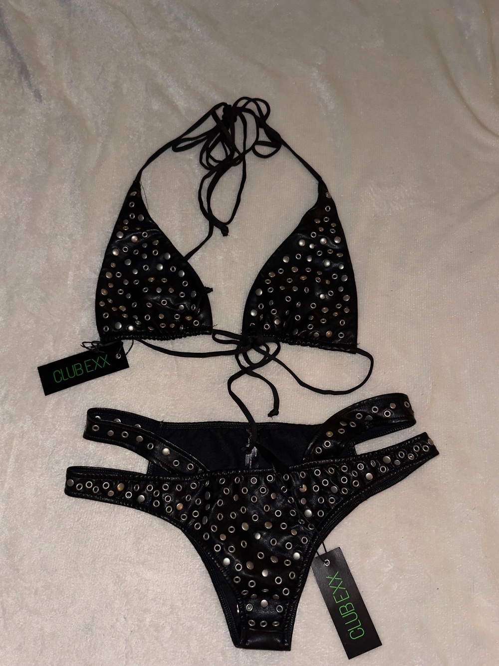 Dolls Kill Black Grommet Tie Bikini Set